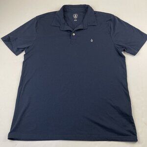 Volcom Polo Shirt Men’s L Navy White Stone Logo Golf  Skate Cotton Blend